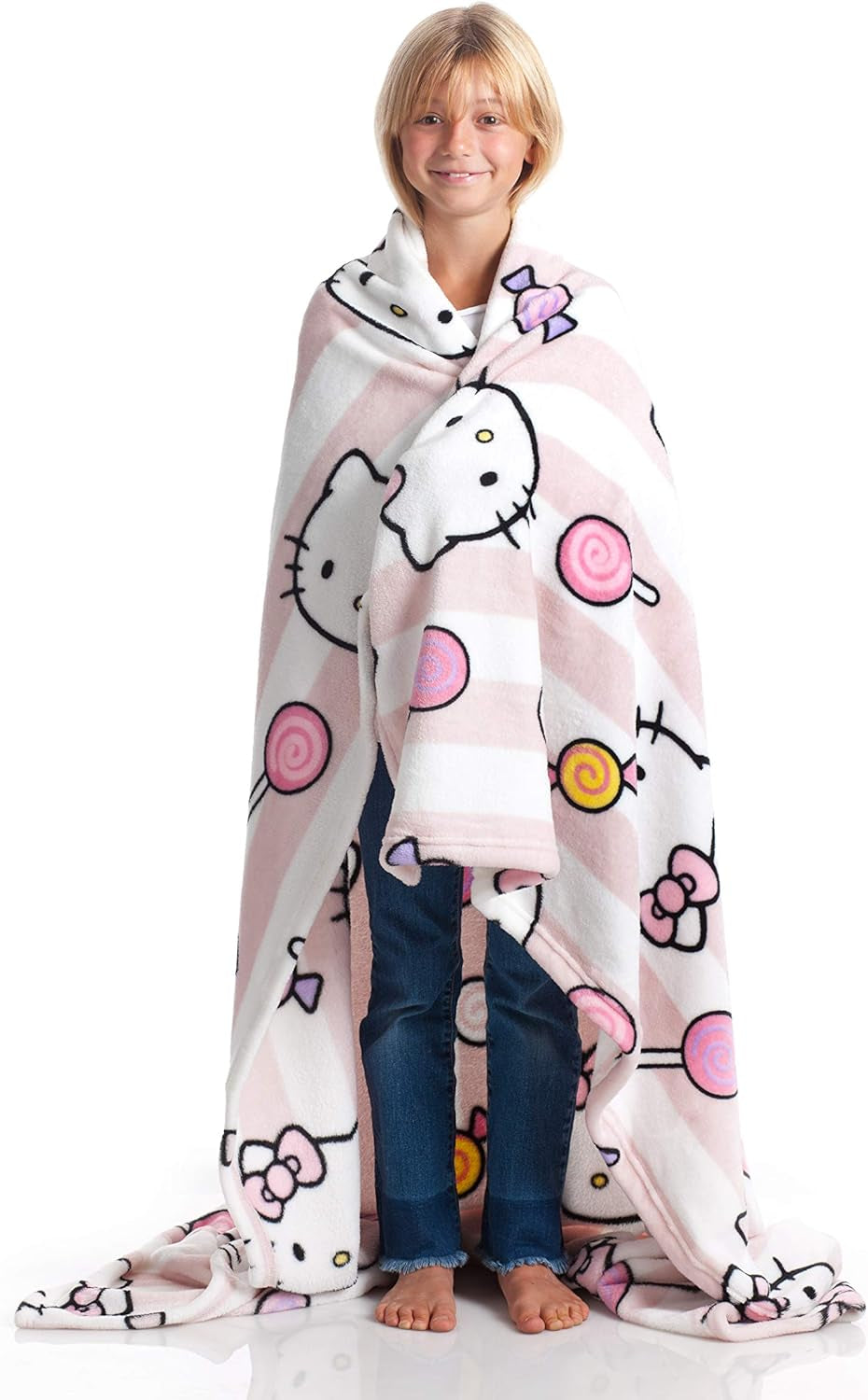 Copriletto Hello Kitty, rosa, morbida coperta 130X170Cm, copriletto copriletto o copridivano in microfibra. Qualità con certificato Oekotex, Letti e Coperte Sanrio Besuche den Kanguru-Store Quadretti rosa 130X170 Cm