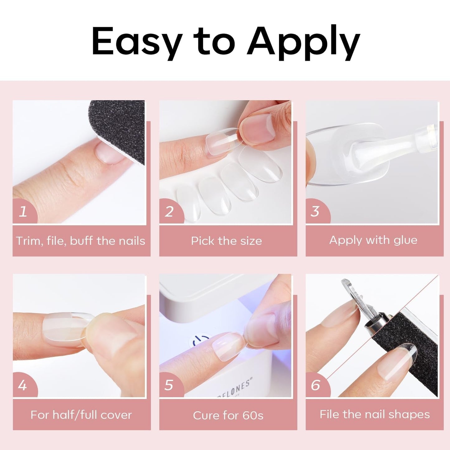 Modelones Nail Tips 510 pezzi - Set di punte per unghie a copertura totale, Set di punte in gel, Punte per unghie in resina PMMA pre-lucidante, Unghie artificiali per colla su nail art fai da te, Squoval corto