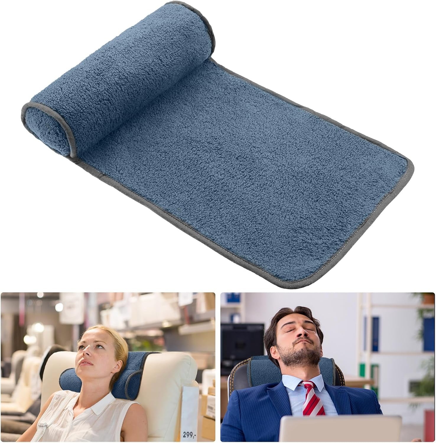 Cuscino per il collo per poltrona reclinabile, Cuscino regolabile in peluche, Protezione per il collo, Pile antiscivolo, Divano, Cuscino per il collo per viaggi, Casa, Lettino, Divano, Poltrona (Grigio scuro)