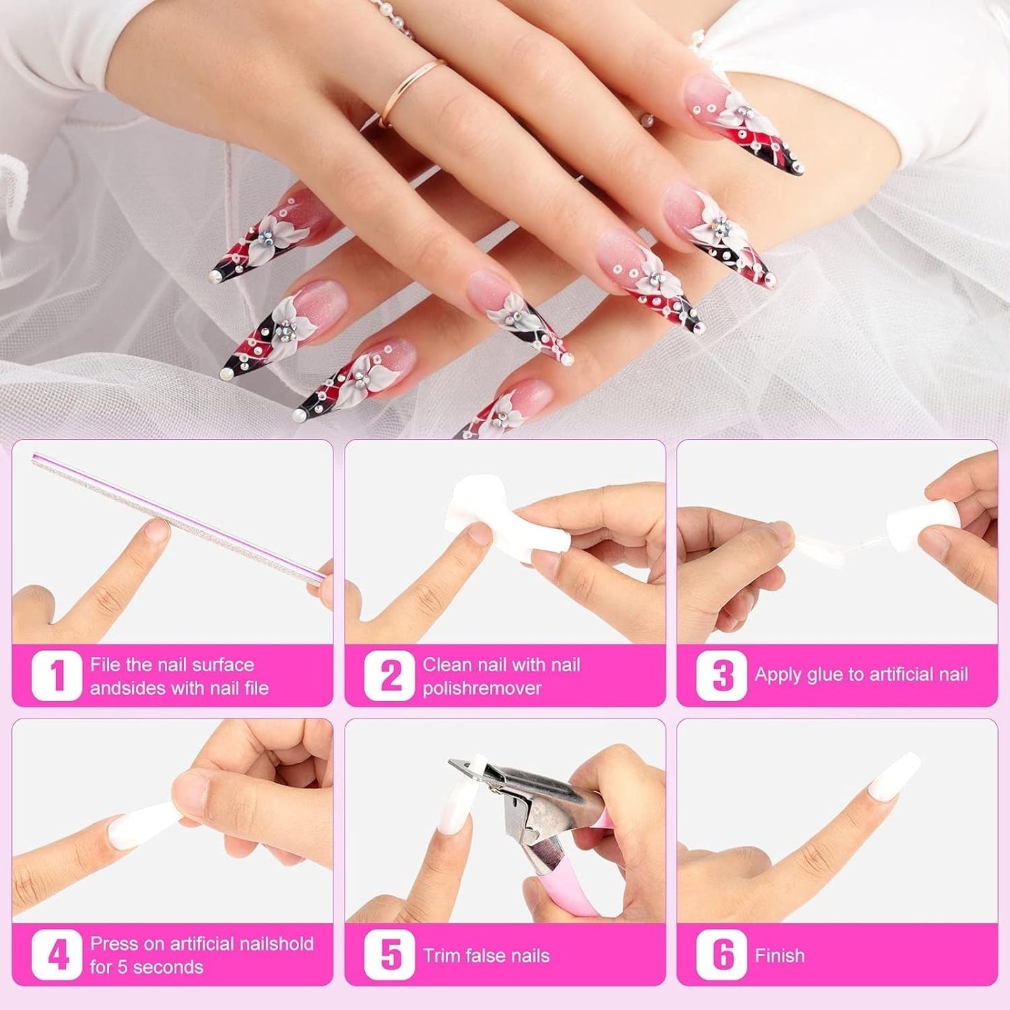 Colla per punte per unghie, Colla per unghie BOLASEN extra forte, 4 pezzi Colla per unghie screpolate, Colla per unghie, Colla per unghie artificiale extra forte, Colla per unghie - 4 * 7 ml