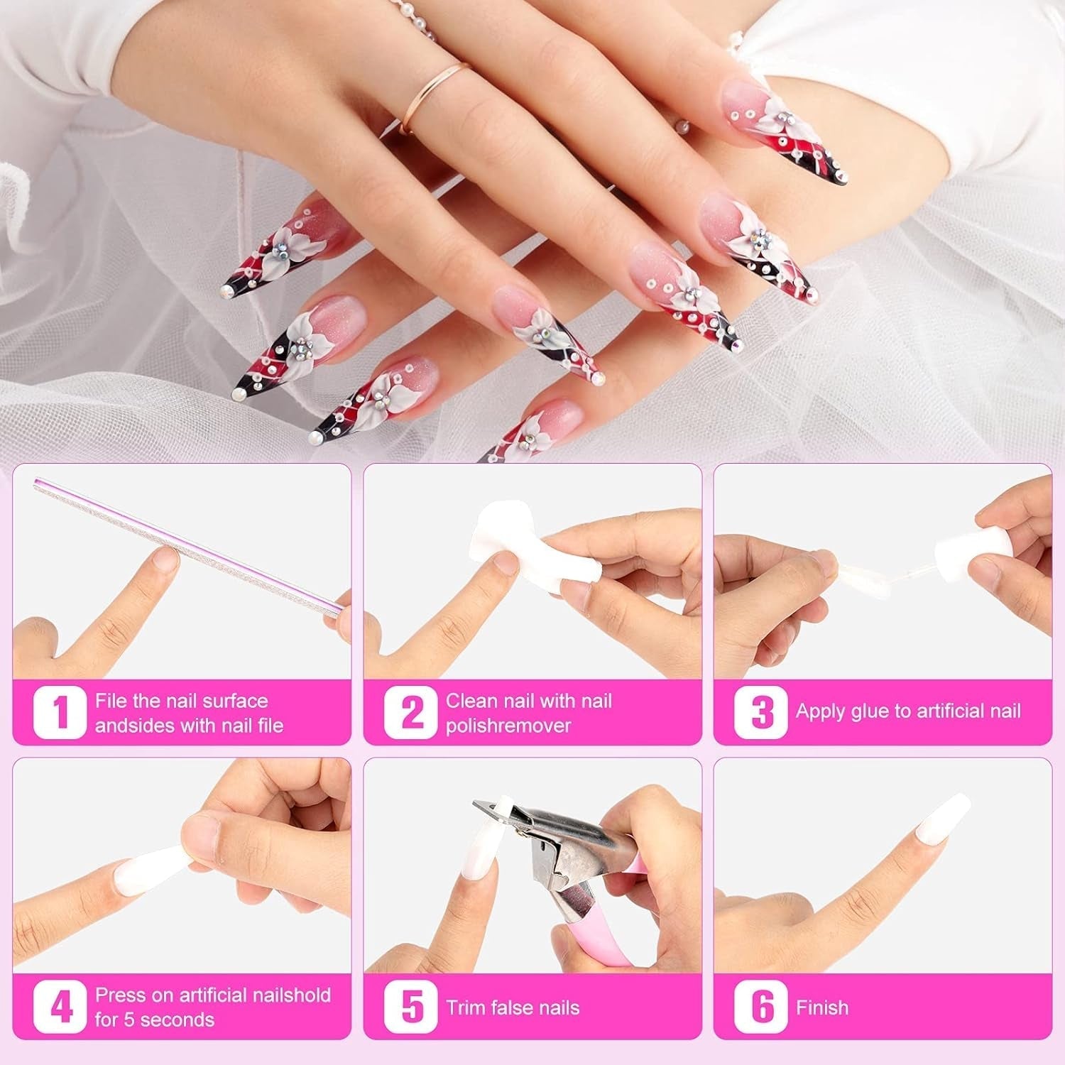 Colla per punte per unghie, Colla per unghie BOLASEN extra forte, 4 pezzi Colla per unghie screpolate, Colla per unghie, Colla per unghie artificiale extra forte, Colla per unghie - 4 * 7 ml