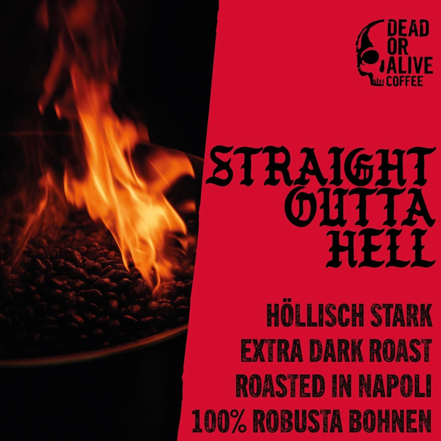 DEAD OR ALIVE DIAVOLO – Espresso Extra Fondente – 100% Robusta – Estremamente Forte – Bassa Acidità – Crema Stabile – Fagioli Interi 1kg – Arrosto Napoli