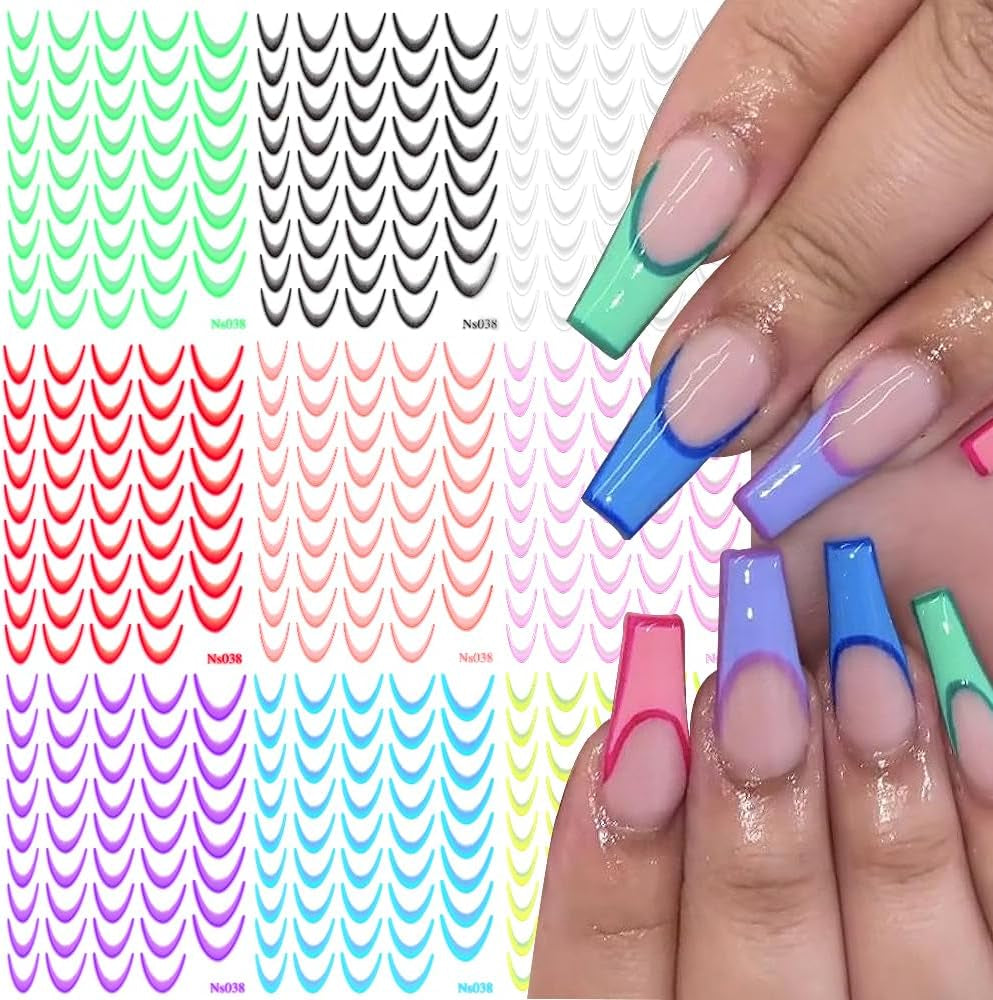 9 colori adesivi per unghie francese adesivi per unghie francese autoadesivo del chiodo foil french unghie gradiente adesivi punta francese adesivi per unghie arte del chiodo nail design adesivi accessori per unghie