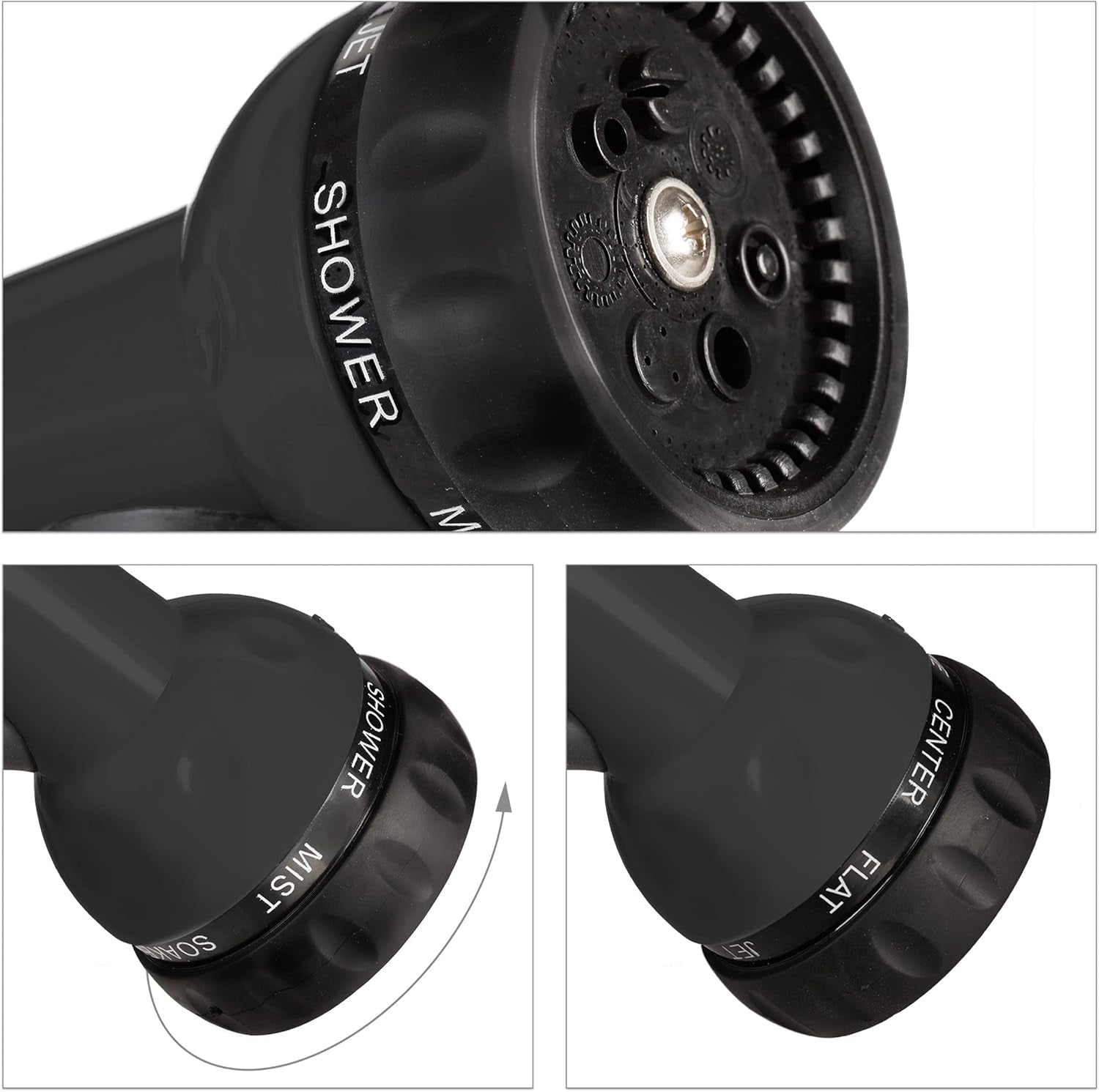 Relaxdays Tubo a Spirale Allungabile Fino a 10 Metri Tubo Flessibile da Giardino con Spruzzatore 7 Tipi di Getto Nero