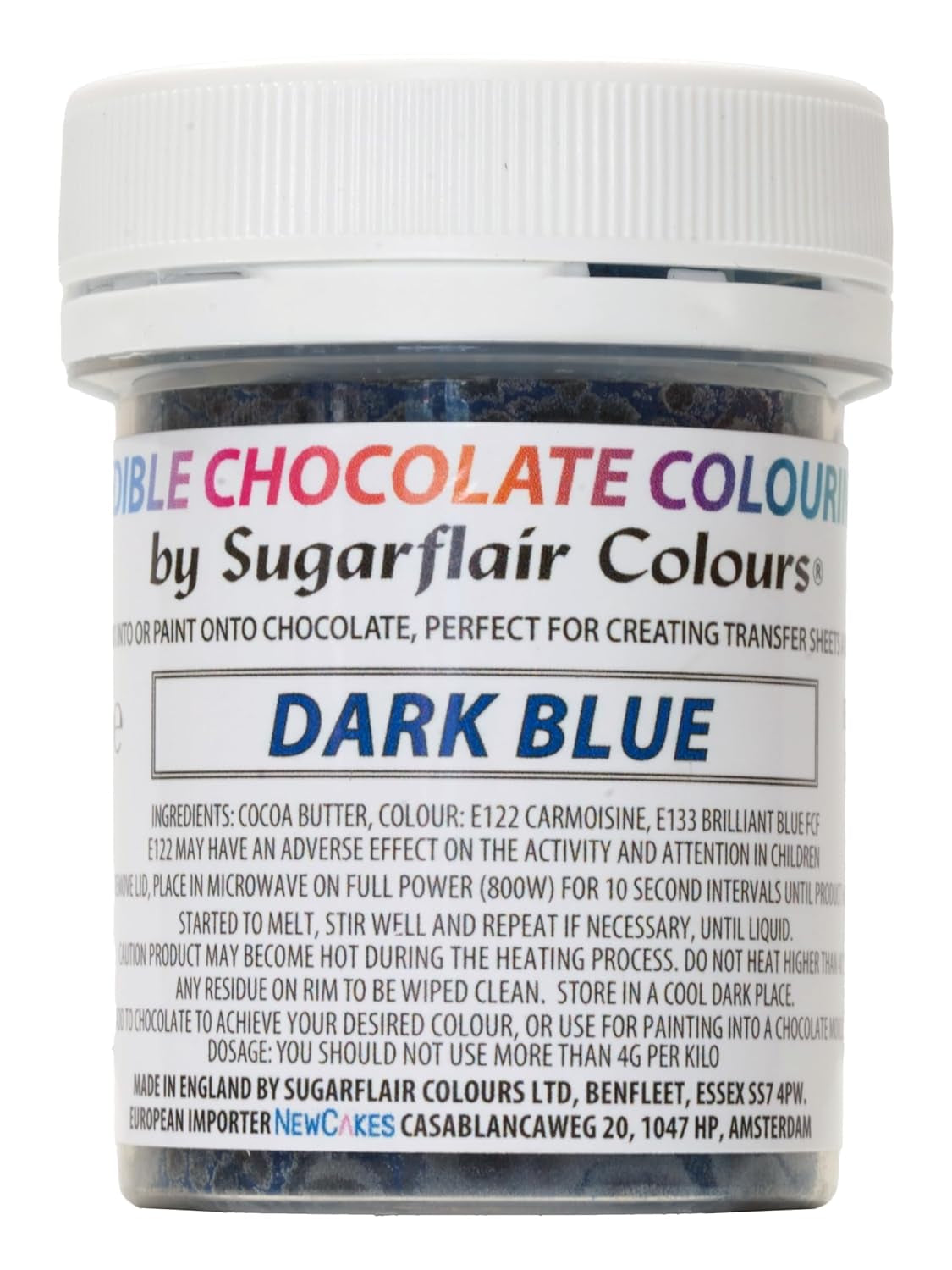 Colorante alimentare Sugarflair Chocolate Colorante alimentare per cioccolato, blu scuro - Burro di cacao colorato, Colorante per cioccolato per colorare il cioccolato, Pralina - 35g
