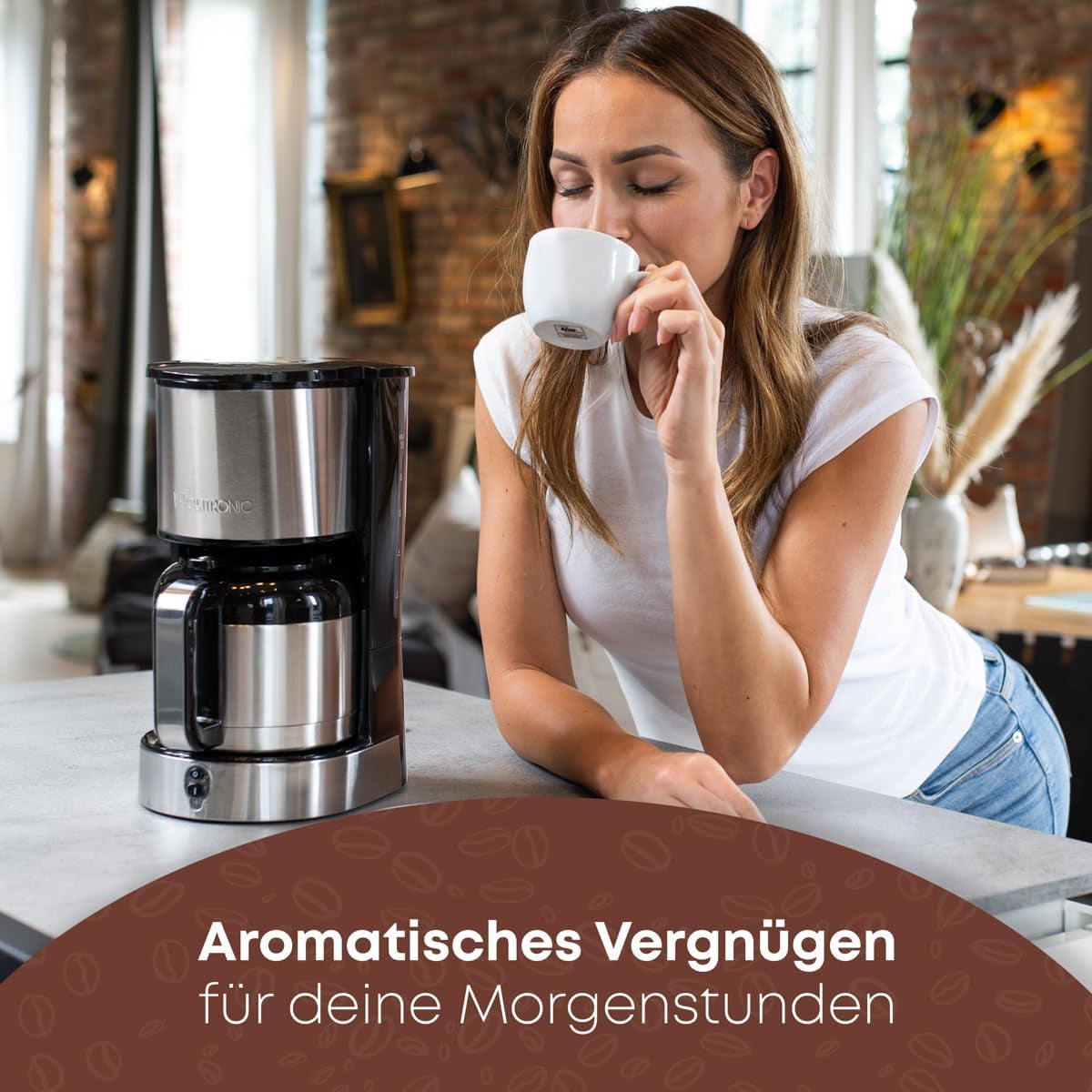 Caffettiera Clatronic® con caraffa thermos per 8–10 tazze di caffè (ca. 1,2 l) | Caffettiera con filtro in acciaio inox | Caraffa termica a doppia parete | Nessuna perdita di temperatura | Caffettiera 800 W | KA3805