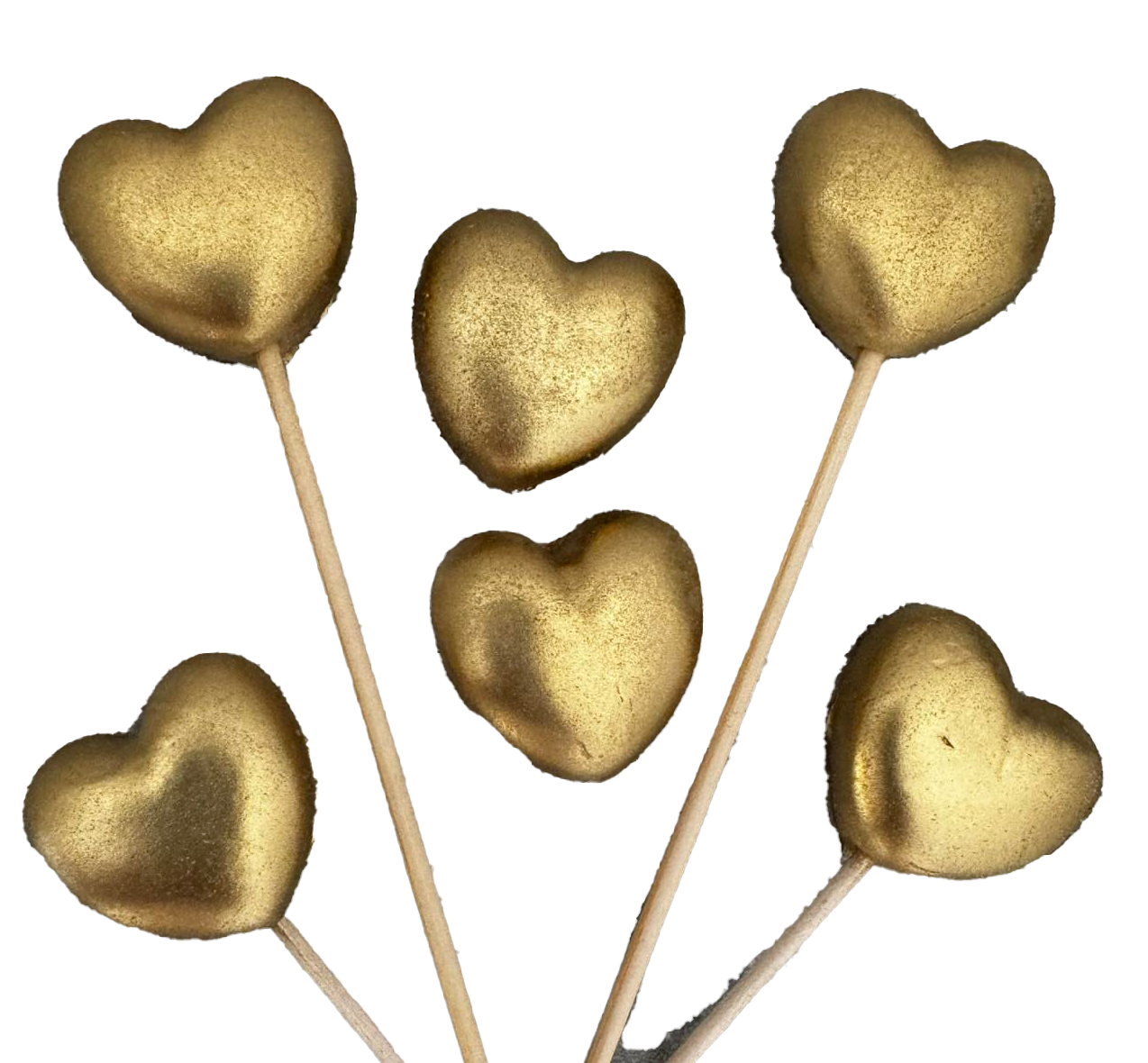 Set 6 decorazioni in zucchero commestibile, Decorazioni in Pasta di Zucchero Cuori Dorati Naty Shop