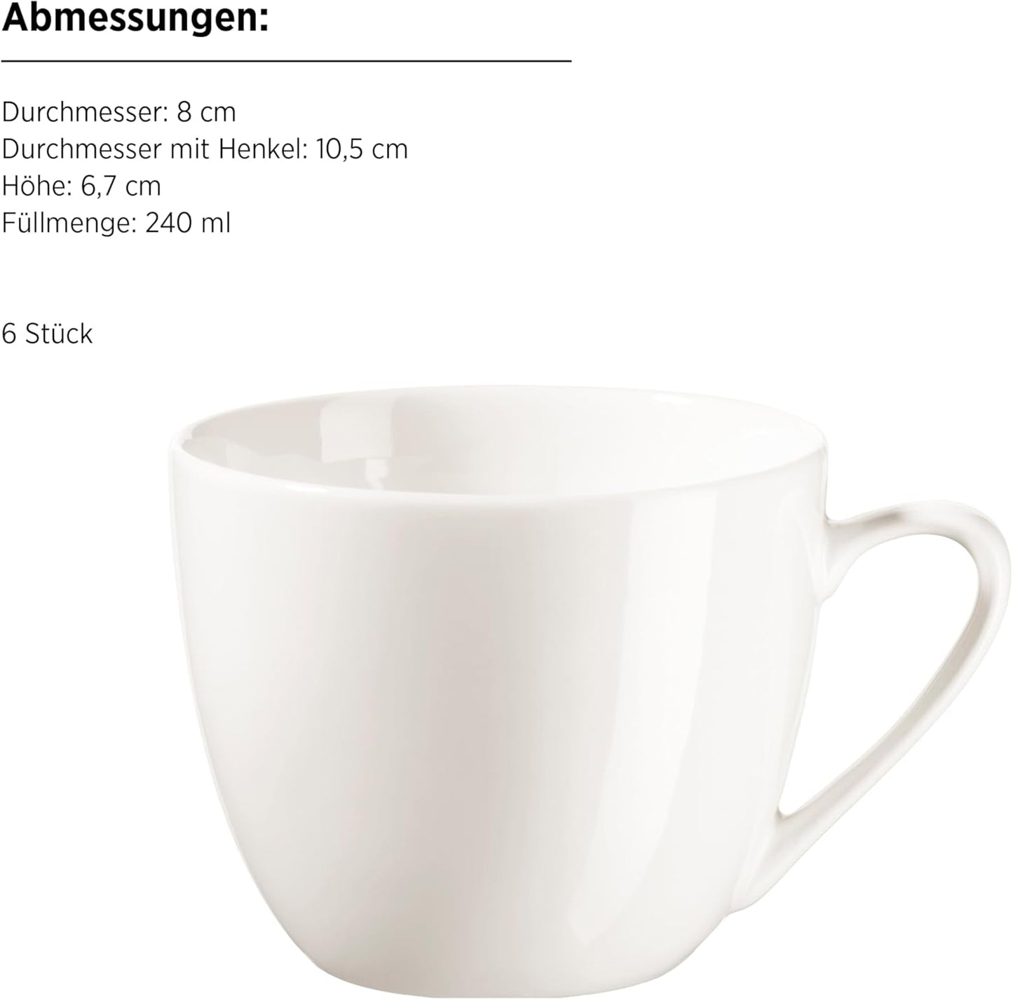 MÄSER 934105 Serie Belmira, Servizio da caffè Classico per 6, Servizio da caffè da 18 pezzi, Senza tempo, Elegante, Delicato, Porcellana, Bianco