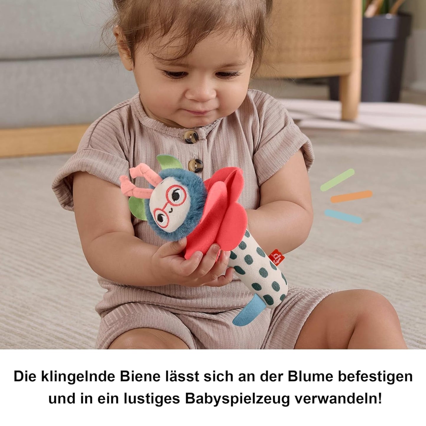 Giocattolo per bambini Fisher-Price Planet Friends Peluche sensoriale 2 in 1 con campanella e ape, set da due pezzi per neonati fino a 3 mesi, HYR56 Baby Toys Naty Shop