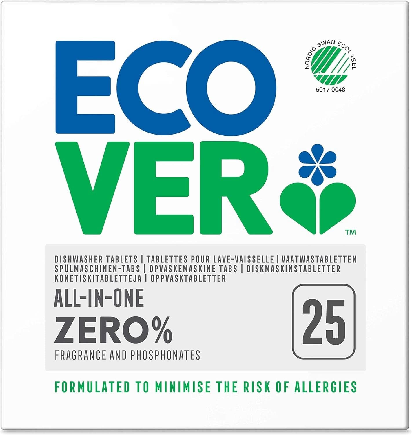 Ecover ZERO All-In-One, capsule lavastoviglie (25 Cpr/500 grammi) Detersivi Cucina Naty Shop