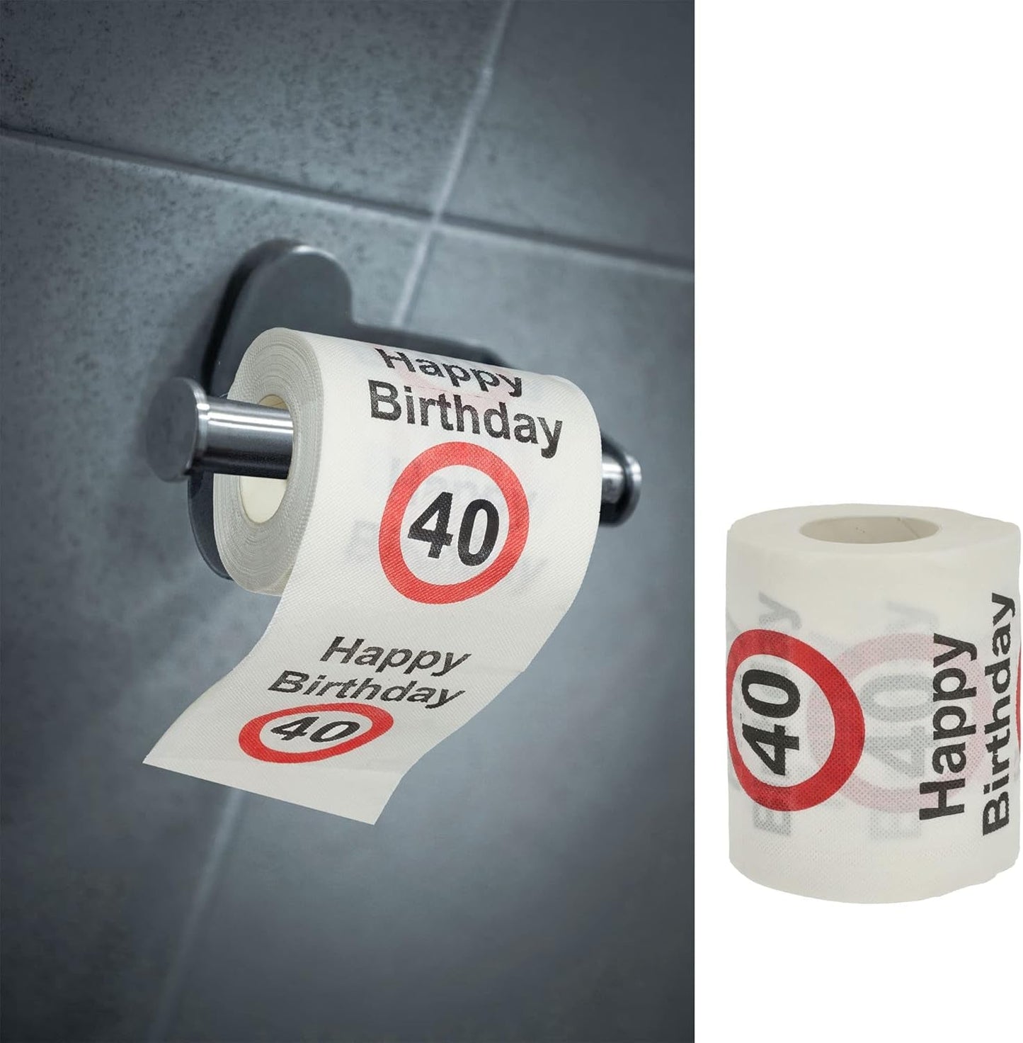Set 4 carte igieniche "Buon 40° compleanno" │40° compleanno 24 metri 2 tessuti 180Gr/Qm │ Carta igienica motivo carta igienica (4 X carta igienica 40)
