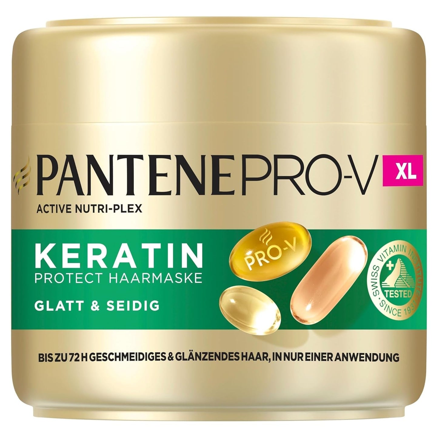 Pantene Pro-V Smooth & Silky Keratin Protect Hair Mask 500ml per capelli ricci e secchi, Fino a 72 ore di capelli lisci e lucenti in una singola applicazione, Con formula Pro-V e maschera per capelli Active Nutri-Plex Maschera per capelli Naty Shop (500ml)