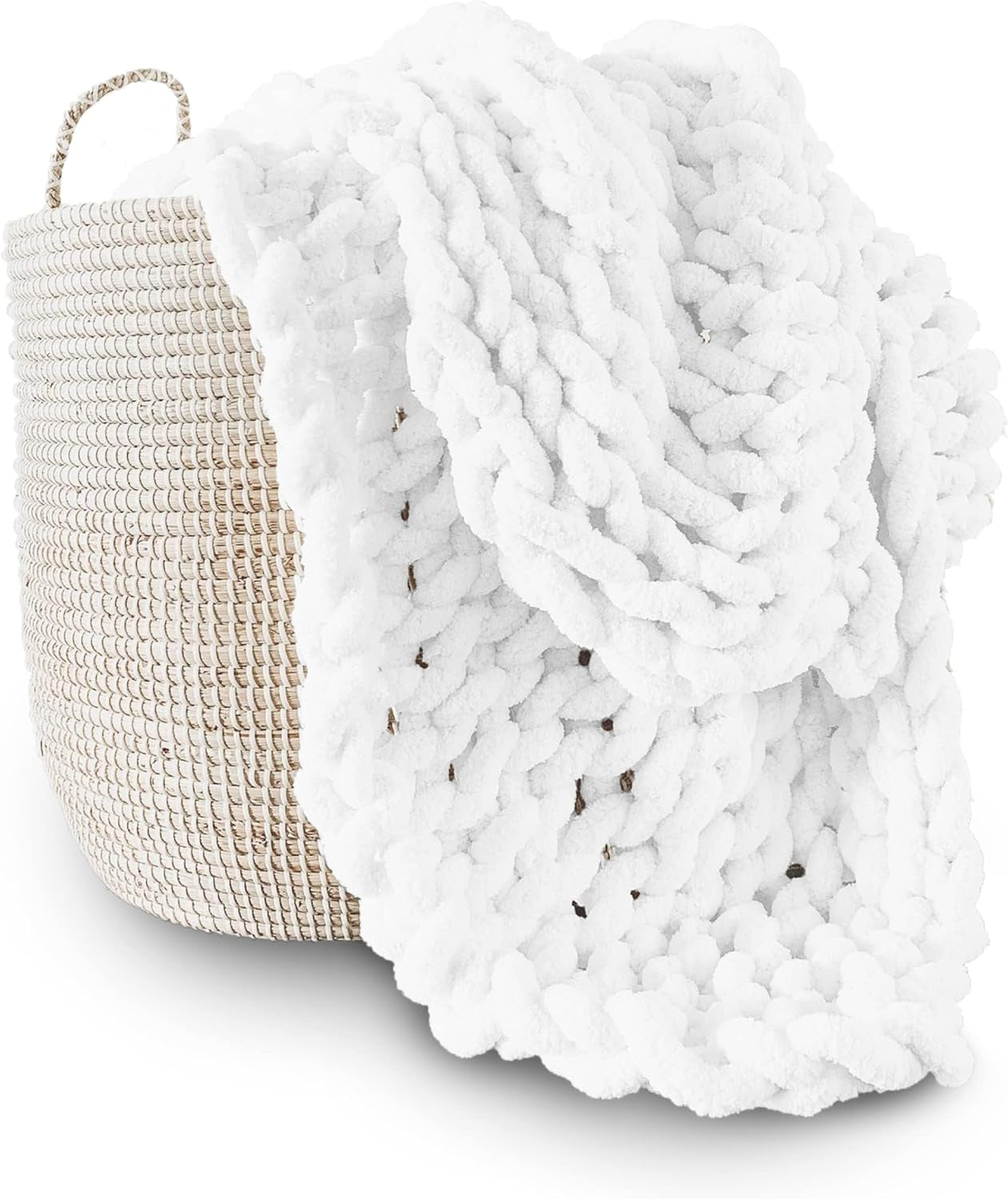 Coperta a maglia grossa, plaid, 100% lavorato a mano con filato di ciniglia jumbo (127 X 152,4 cm, grigio lilla) Letti e coperte Adyrescia Bianco 50"X60"