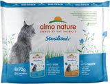 Almo Nature Functional - Sterilized - Alimento umido per gatti adulti e anziani, sterilizzati o meno attivi - con merluzzo e pollo - Basso contenuto di grassi, idratante - 70g (confezione da 6)