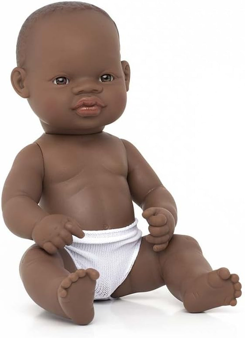 Miniland Baby Doll, bambino africano, 32 cm, anatomicamente corretto