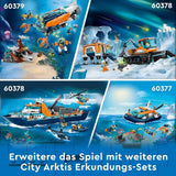 LEGO City Nave da ricerca artica, grande barca giocattolo galleggiante con elicottero, gommone, sottomarino Rov, relitto vichingo, 7 minifigure e figura dell'orca, regalo per bambini dai 7 anni in su 60368 Set da costruzione Besuche den LEGO-Store
