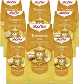 Yogi Tea - Kurkuma Chai Tè ayurvedico speziato biologico Senza caffeina Curcuma Cannella Miscela di zenzero Tè Yogi sfuso 8 x 90 g (720 g) Confezione regalo ideale
