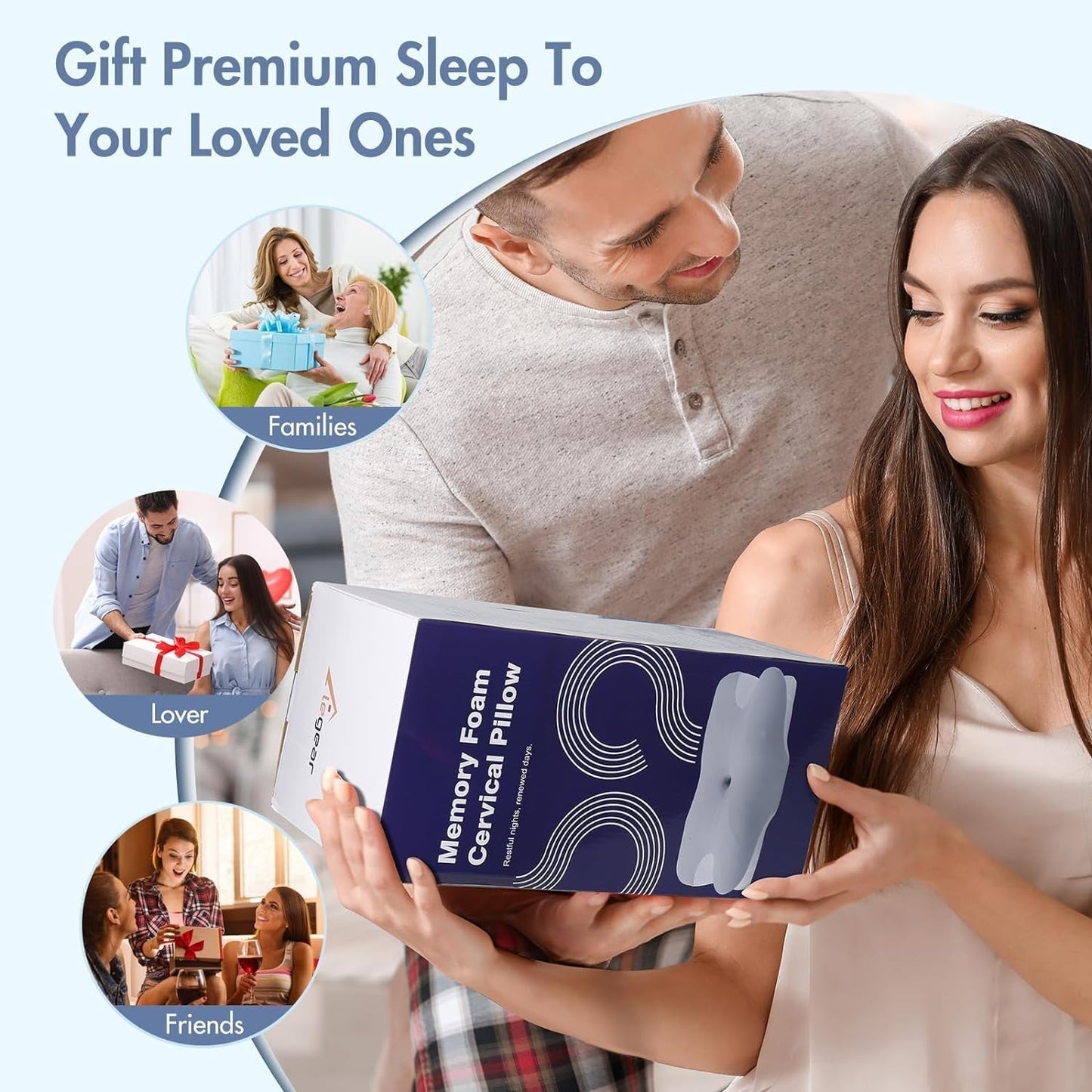 Elegear Cuscino in Memory Foam con Fodera per Cuscino Raffreddante Cuscino per Dolore al Collo Cuscino per chi dorme sul fianco Cuscino ergonomico Cuscino ortopedico per chi dorme sul fianco Schiena Addominale 63X 10/14 X36Cm Cuscini ortopedici cervicali Naty Shop