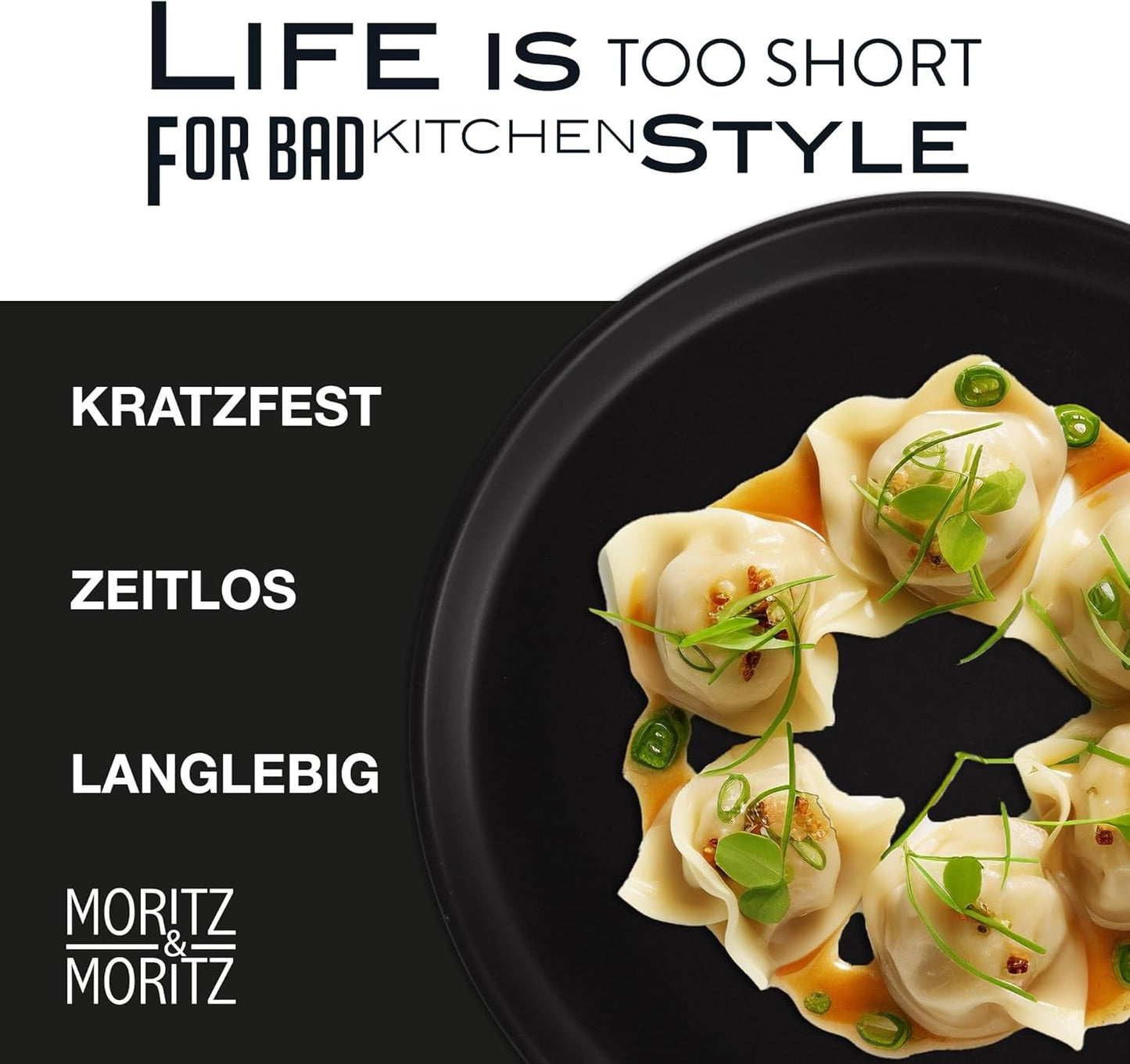Moritz & Moritz NORDIC Servizio Piatti per 6 Persone - Servizio Piatti in Gres Nero da 18 Pezzi - Design Scandinavo - Robusto Servizio Piatti per 6 Persone per l'Uso Quotidiano e per gli Ospiti - Set Piatti Combinato