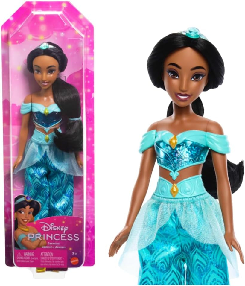 Mattel Disney Princess Toy Jasmine bambola articolata alla moda con vestiti scintillanti e accessori regalo ispirato al film Disney per bambini HLW12