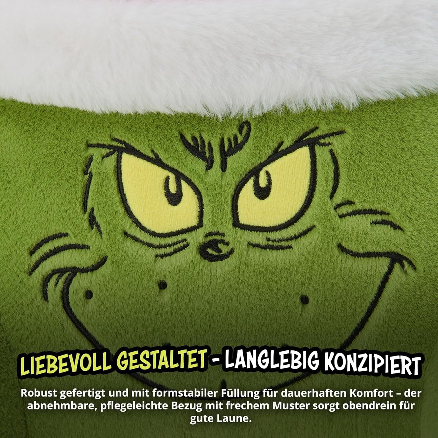 Cuscino Grinch - Cuscino per la Schiena per Letto e Divano, Supporto per la Schiena con Braccioli, Cuscino da Lettura per Schiena, Collo e Testa, Verde, 40 x 38 cm