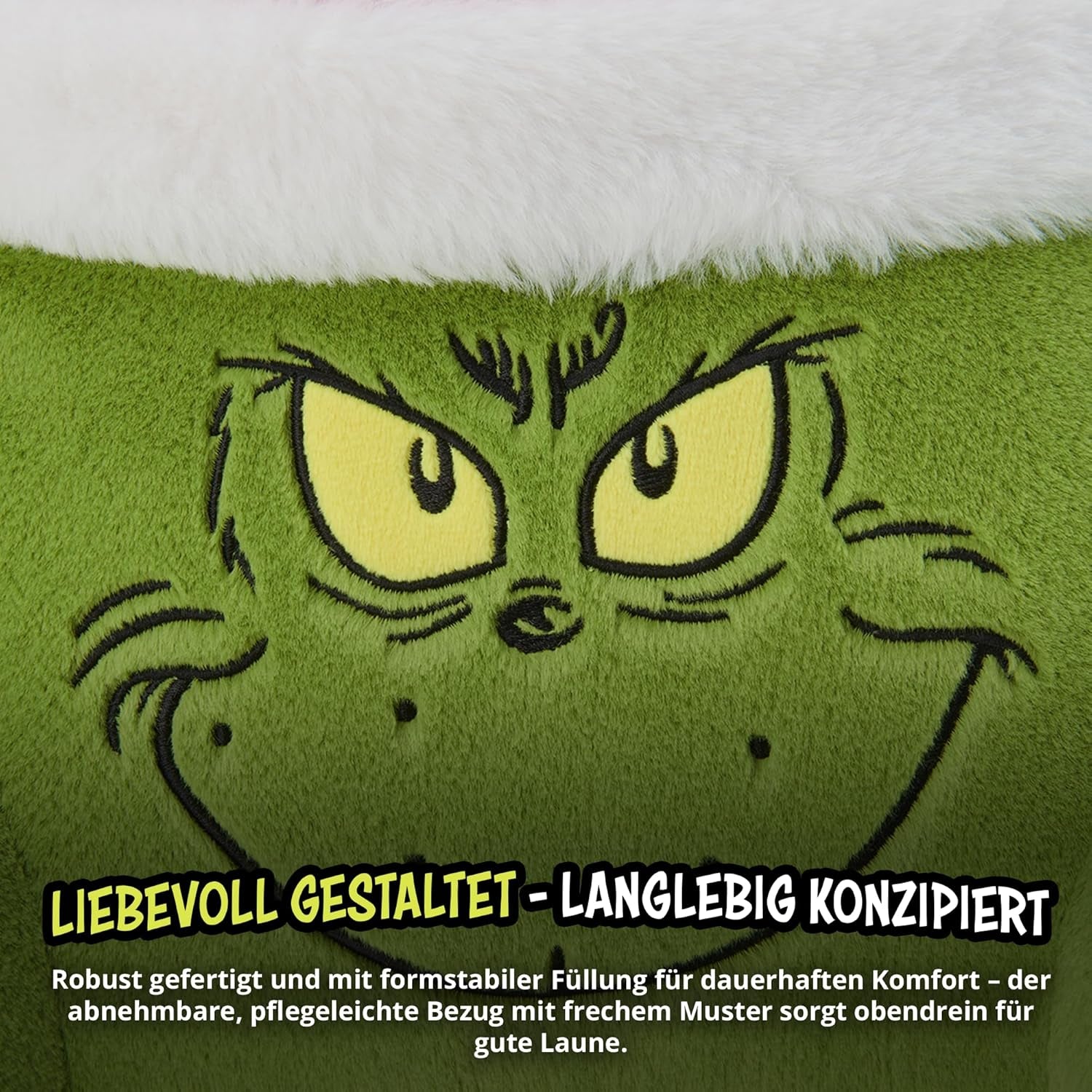 Cuscino Grinch - Cuscino per la Schiena per Letto e Divano, Supporto per la Schiena con Braccioli, Cuscino da Lettura per Schiena, Collo e Testa, Verde, 40 x 38 cm