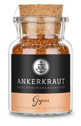 Ankerkraut Gyros, Gewürzmischung für Gyros, egal ob aus der Pfanne oder vom Grill, mit Zwiebel, Knoblauch, Maggiorana, Cumino, Pimento e altro, 80 g in Korkenglas