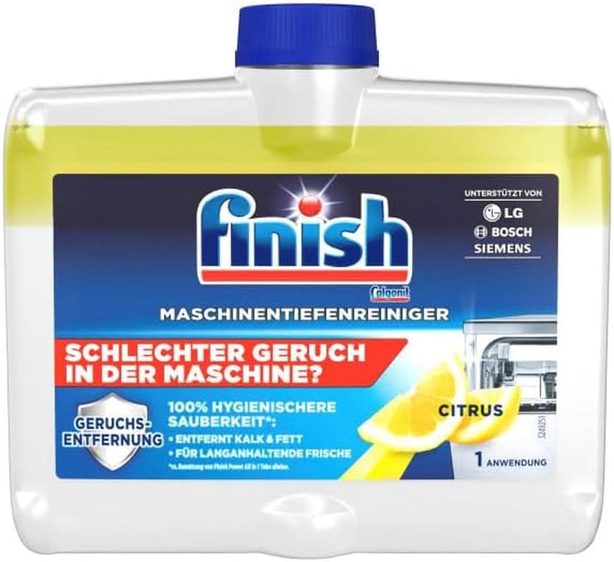 Finish Deep Machine Cleaner Citrus - detergente liquido per macchine contro calcare e grasso per una lavastoviglie pulita - confezione economica Naty Shop