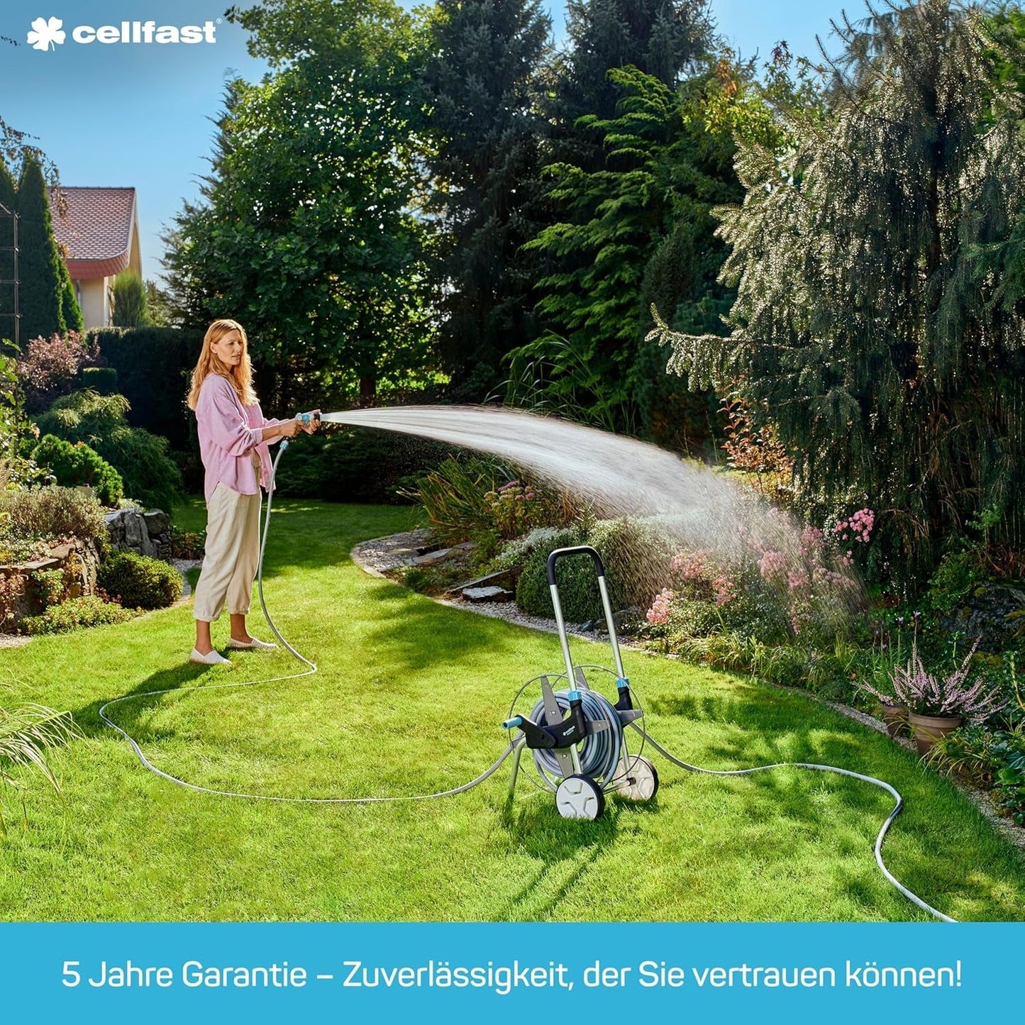 Tubo da Giardino CELLFAST, Tubo per Acqua da Giardino a 3 Strati, Resistente Filo Rinforzato, Tubo Flessibile per Irrigazione, Resistente ai Raggi UV, Anti-Alghe, 3,4 Pollici, Lunghezza 20 Metri