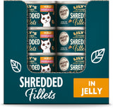 Lily's Kitchen Aus Naturichen Ingredient hermestellung Zerkleinerte Filets in Gelee mit Hühnchen und Lachs Ausgewachsen Nassfutter für Katzen 70 g Dose