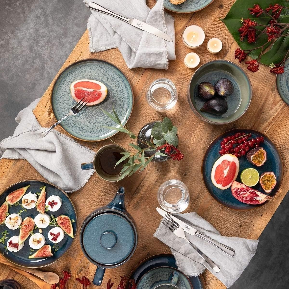 Villeroy & Boch Crafted Denim set da colazione, 6 pezzi, per 2 persone, blu