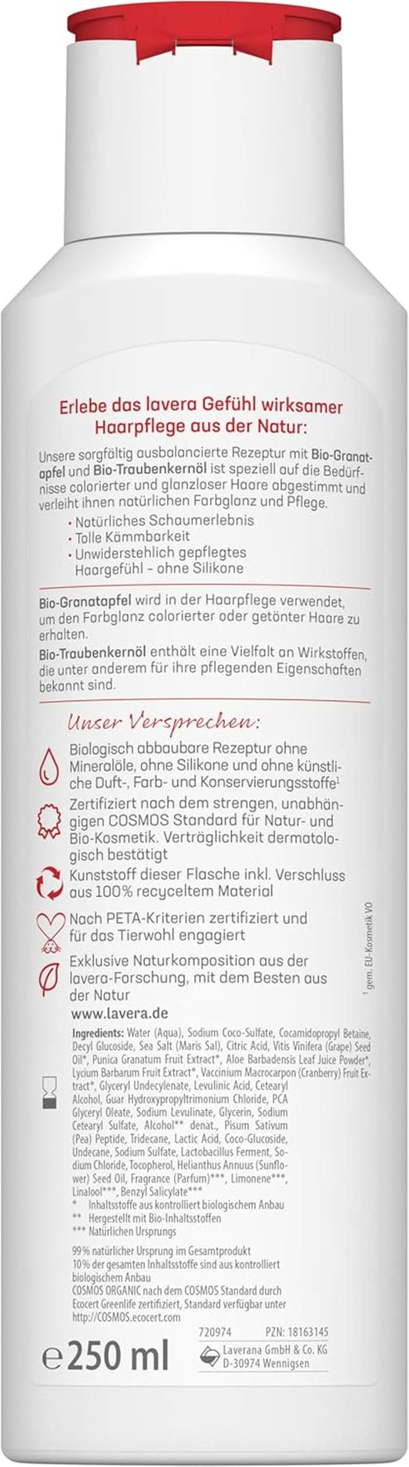 Lavera Care Shampoo Color Shine & Care, vegano, 250 ml Doccia e bagno Naty Shop