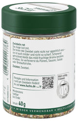 Fuchs Gewürze - Zwiebel rot geschnitten - Gewürz für Pürees, Salad oder Brotaufstriche - ingredienti naturali - 40 g in wiederverwendbarer, recyclebarer Dose