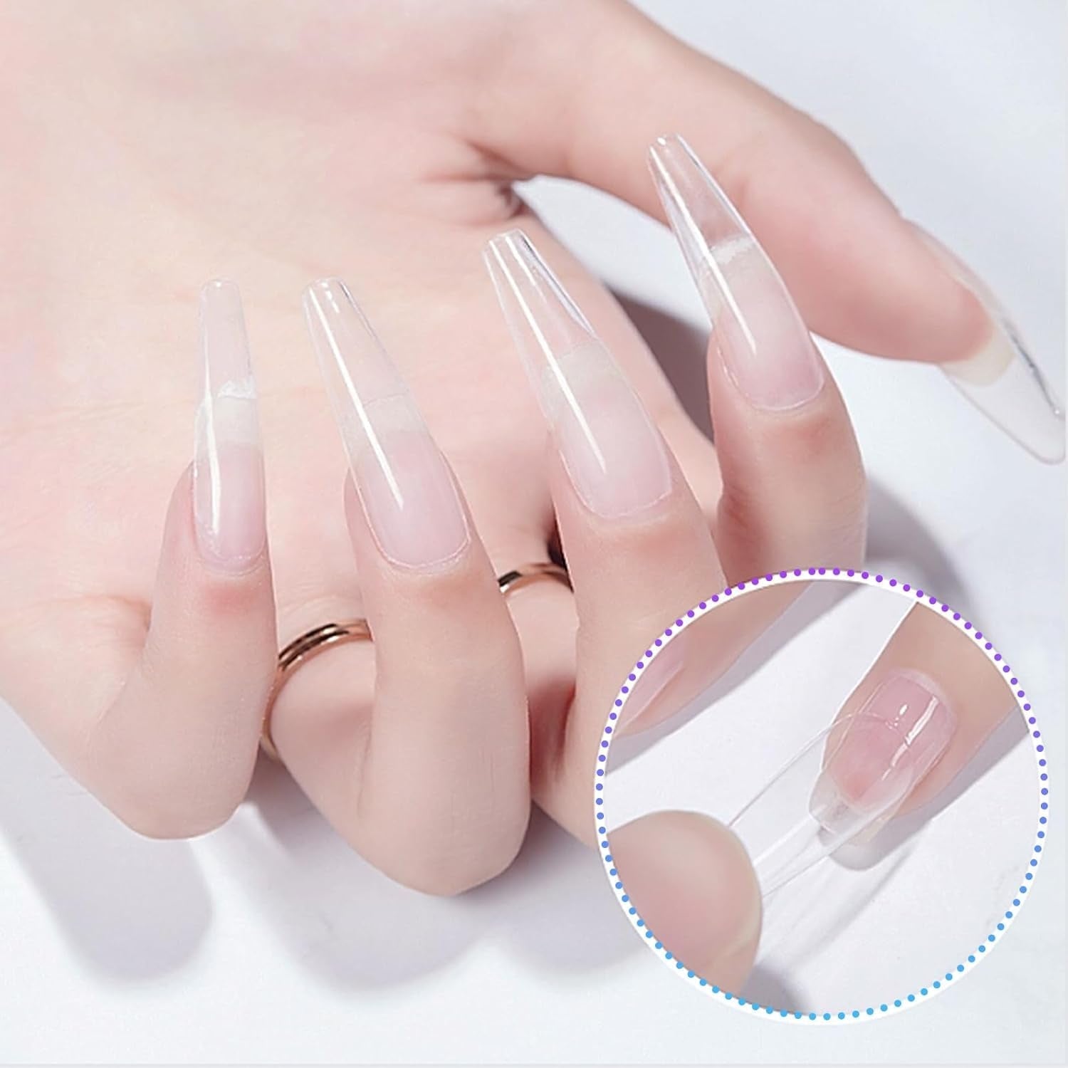 Unghie Finte Extra Lunghe Trasparenti 240 Pezzi Unghie Finte Mezza Copertura Unghie Finte Quadrate Dritte Estensioni per Unghie Alla Francese per Saloni di Nail e Nail Art Fai da Te