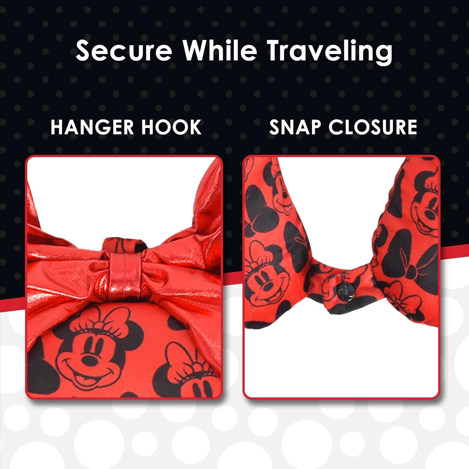 Ful Concept One Cuscino da Viaggio Disney Minnie Mouse con Orecchie 3D e Molla per Aereo, Auto e Ufficio, Comodo e Traspirante, Rosso/Nero Naty Shop Cuscini da Viaggio