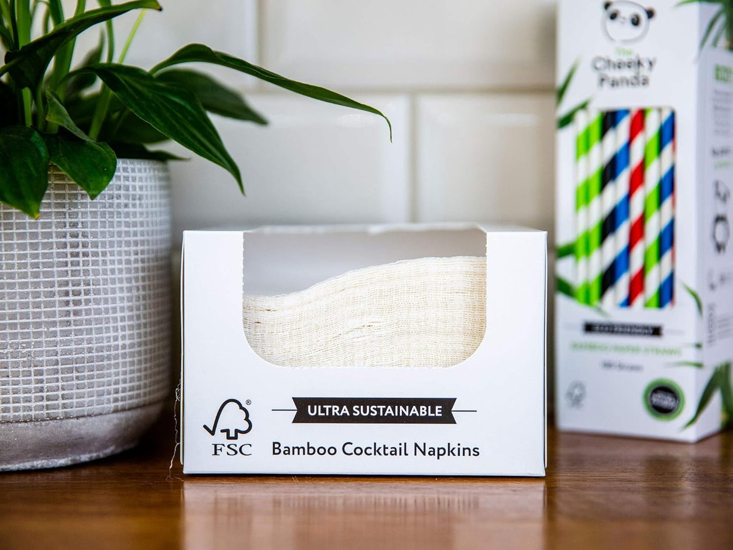Tovaglioli da cocktail in bambù The Cheeky Panda | tovaglioli bianchi Tovaglioli di carta da 100 pezzi
