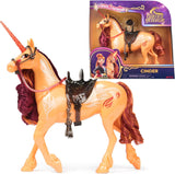 Unicorn Academy Cinder l'Unicorno - Unicorno originale Valentina della serie Netflix alto 28 cm, con vera criniera e coda, briglie, sella e spazzola rimovibili, per bambini dai 4 anni in su