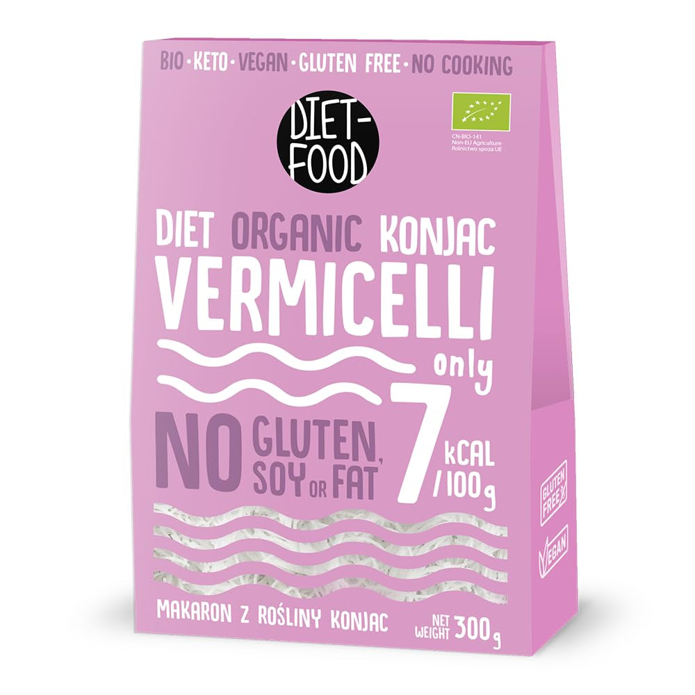DIET-FOOD Riso istantaneo Shirataki Konjac biologico, a basso contenuto di carboidrati, a basso contenuto calorico, vegano, senza grassi, senza soia, senza glutine, cheto friendly, dimagrante, 300 grammi