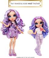 Rainbow High Junior High PJ Party Doll - Viola - 22 cm con tuta morbida, pantofole e accessori da gioco - Giocattolo per bambini - Ideale per 4-12 anni