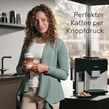 Macchina per caffè espresso completamente automatica Siemens EQ500 TQ513D01, molte specialità di caffè, montalatte, contenitore per il latte integrato, pulizia automatica a vapore, 1500 W, luce naturale argento/nero pianoforte