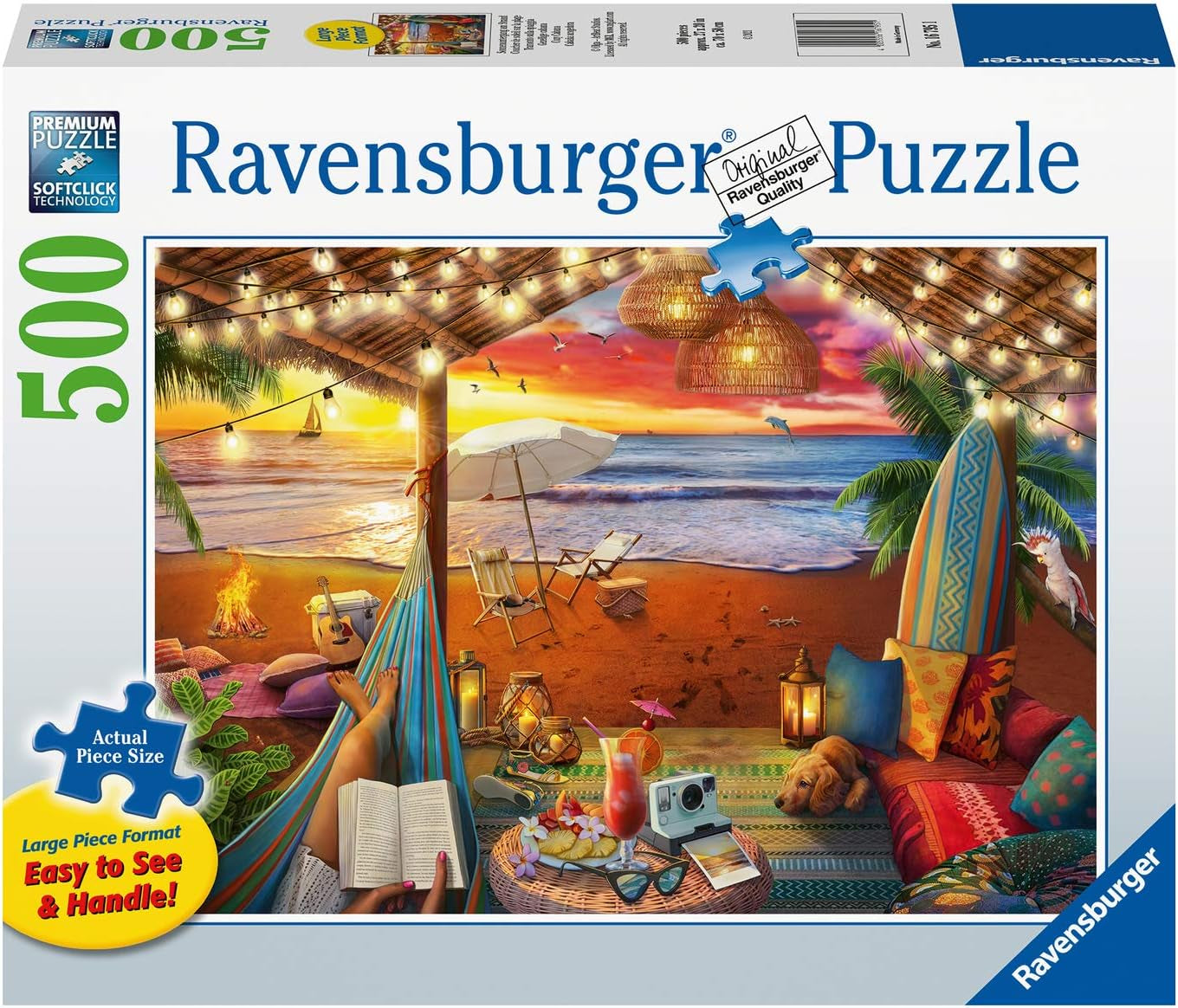Ravensburger Puzzle 16795 - Tramonto sulla spiaggia - Puzzle da 500 pezzi per adulti e bambini dai 10 anni in su con pezzi del puzzle più grandi [Esclusivamente su Amazon] Puzzle Naty Shop