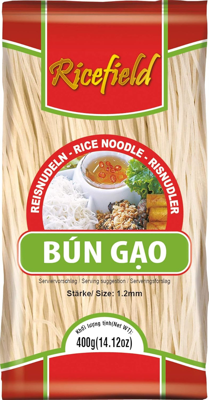 Tagliatelle di riso Ricefield, vermicelli, 1,2 mm, Bun Gao (1 x 400 g)