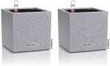 Cubo per erbe aromatiche di alta qualità LECHUZA CANTO Stone 14 con sistema di irrigazione a bastoncino, grigio pietra