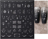 Adesivi per unghie metallizzati argento 3D, adesivi per unghie per donne, stella, luna, sole, lamina per unghie, adesivi autoadesivi, adesivi per unghie farfalla, adesivi per unghie, accessori per design delle unghie, 8 pezzi