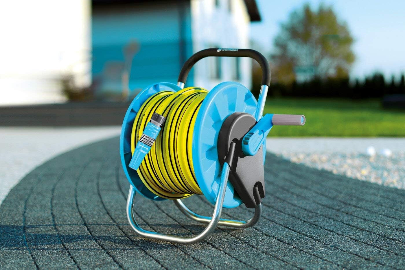 Avvolgitubo CELLFAST, Avvolgitubo da giardino resistente alla corrosione, impedisce al tubo di piegarsi, 1/2" 45 m Aluplus
