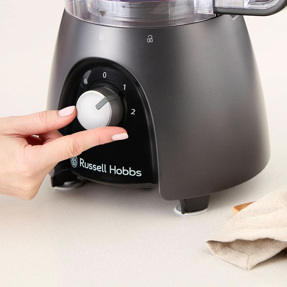 Robot da cucina Russell Hobbs [frullatore/tritaverdure/frullatore da tavolo/tritatutto/frullatore] robot da cucina (impastare, mescolare e affettare), carbone opaco Kitchen Naty Shop