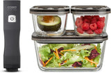Set Caso Vacu OneTouch Eco, macchina per sottovuoto manuale, inclusi 3 contenitori sottovuoto in vetro e VacuBoxx Eco-Duo S - contenitore salvafreschezza sottovuoto / 2 contenitori da 500 ml ciascuno Contenitori per alimenti Naty Shop