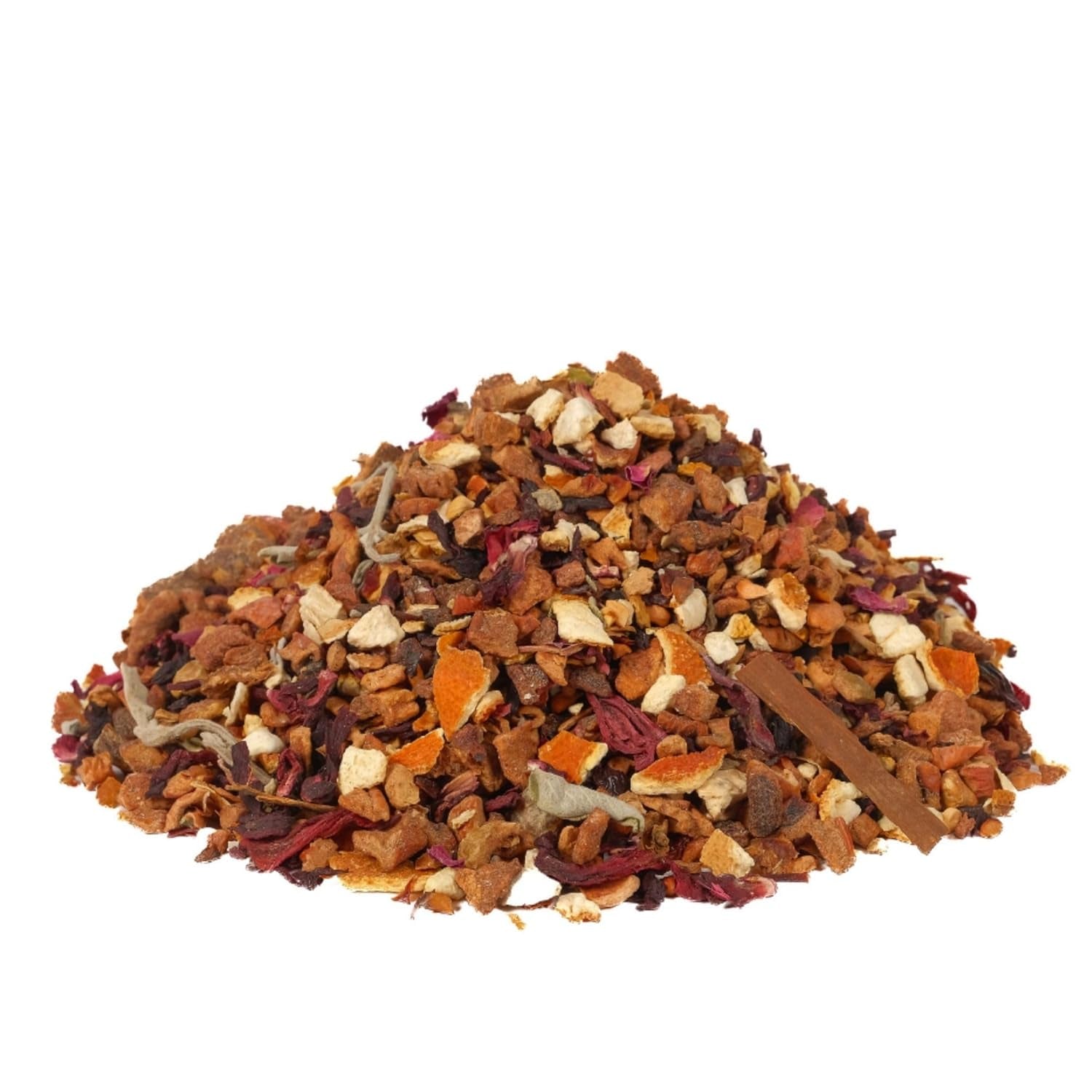 Tè alla frutta – 100 g Miscela di frutta aromatizzata con mela, ibisco e cannella – Busta con chiusura a zip, ca. 25 tazze – Senza additivi, confezionato in Germania