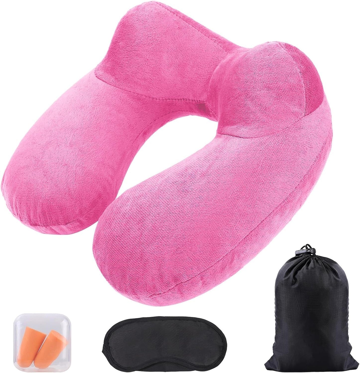 Cuscino per il collo gonfiabile da viaggio, cuscino per il collo gonfiabile compatto e veloce con fodera per cuscino lavabile per viaggi in auto, aereo, treno, ufficio, famiglia