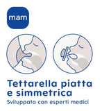 Ciuccio MAM 6+ mesi (confezione da 2) MAM 6-16 mesi si illumina al buio con tettarella in gomma, confezione da 2 con portaciuccio sterilizzante, azzurro/azzurro